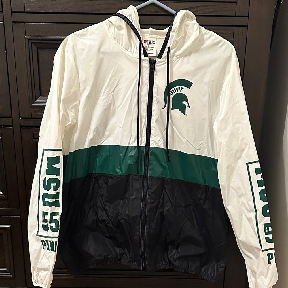Victoria’s Secret PINK Michigan State Green, White and Black Thin Jacket